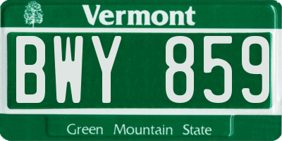 VT license plate BWY859