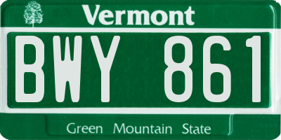 VT license plate BWY861