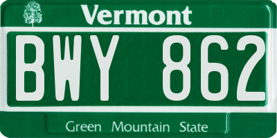 VT license plate BWY862