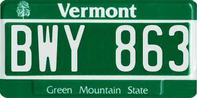 VT license plate BWY863