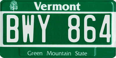 VT license plate BWY864