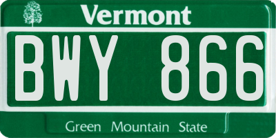 VT license plate BWY866