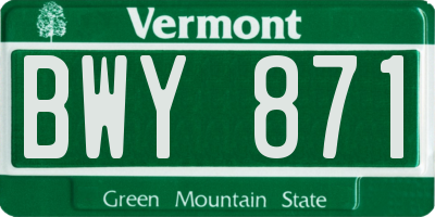 VT license plate BWY871