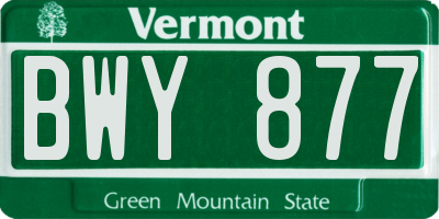 VT license plate BWY877