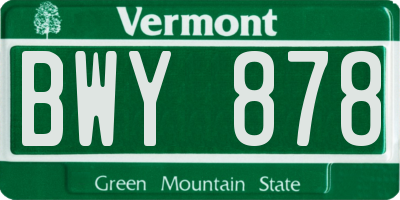 VT license plate BWY878