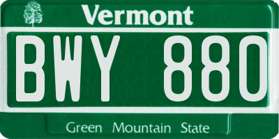 VT license plate BWY880
