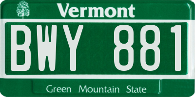 VT license plate BWY881