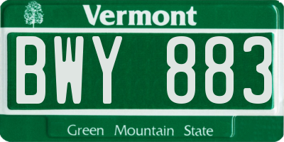 VT license plate BWY883