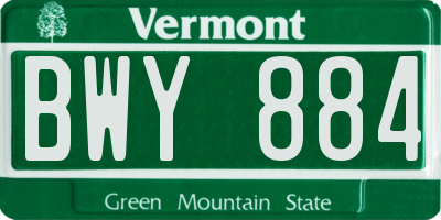 VT license plate BWY884