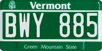 VT license plate BWY885