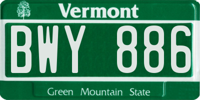 VT license plate BWY886