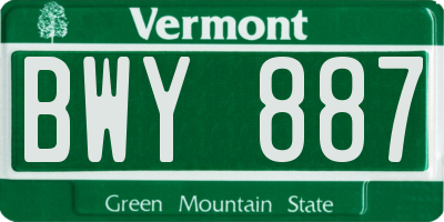 VT license plate BWY887