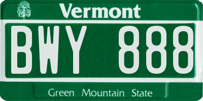 VT license plate BWY888