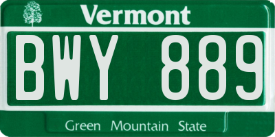 VT license plate BWY889