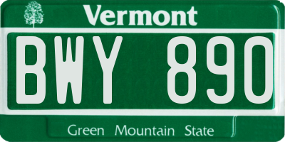 VT license plate BWY890