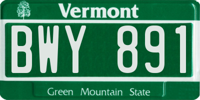 VT license plate BWY891