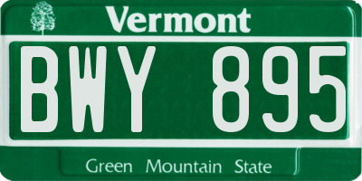 VT license plate BWY895