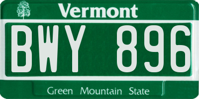 VT license plate BWY896