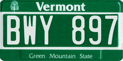 VT license plate BWY897