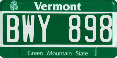 VT license plate BWY898
