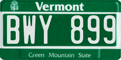 VT license plate BWY899