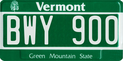 VT license plate BWY900