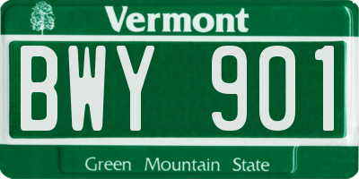 VT license plate BWY901