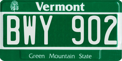 VT license plate BWY902