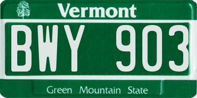 VT license plate BWY903