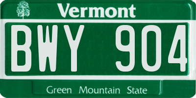 VT license plate BWY904