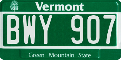 VT license plate BWY907