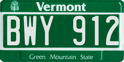 VT license plate BWY912