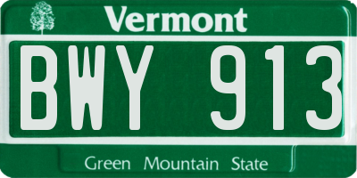 VT license plate BWY913