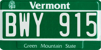 VT license plate BWY915
