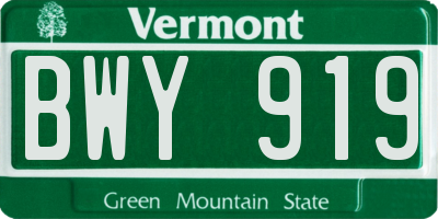 VT license plate BWY919