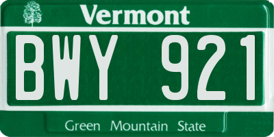 VT license plate BWY921