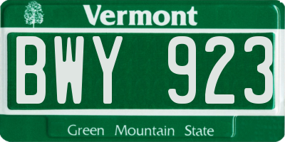 VT license plate BWY923