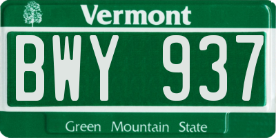 VT license plate BWY937