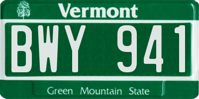 VT license plate BWY941