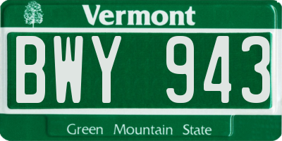 VT license plate BWY943