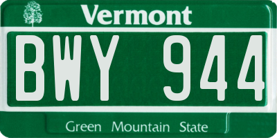 VT license plate BWY944