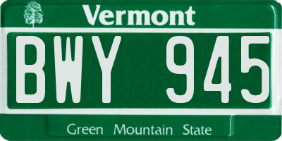 VT license plate BWY945