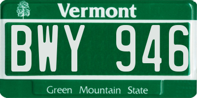 VT license plate BWY946