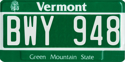 VT license plate BWY948
