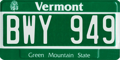 VT license plate BWY949