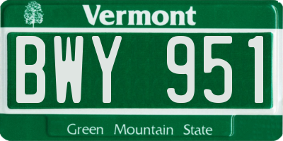 VT license plate BWY951