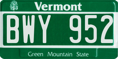 VT license plate BWY952