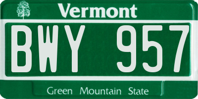 VT license plate BWY957