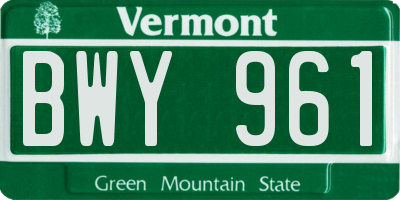 VT license plate BWY961
