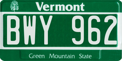 VT license plate BWY962